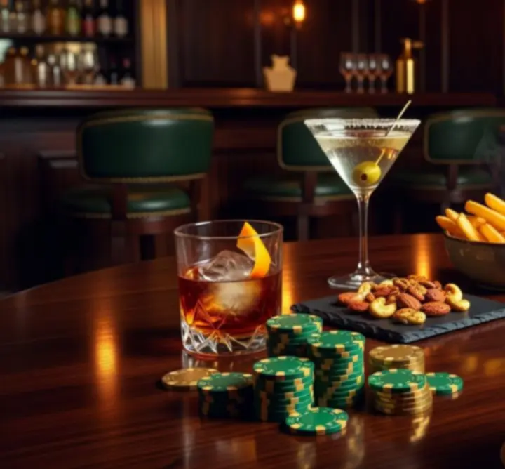 Cocktails en hapjes naast een pokertafel bij Office Tidy NL
