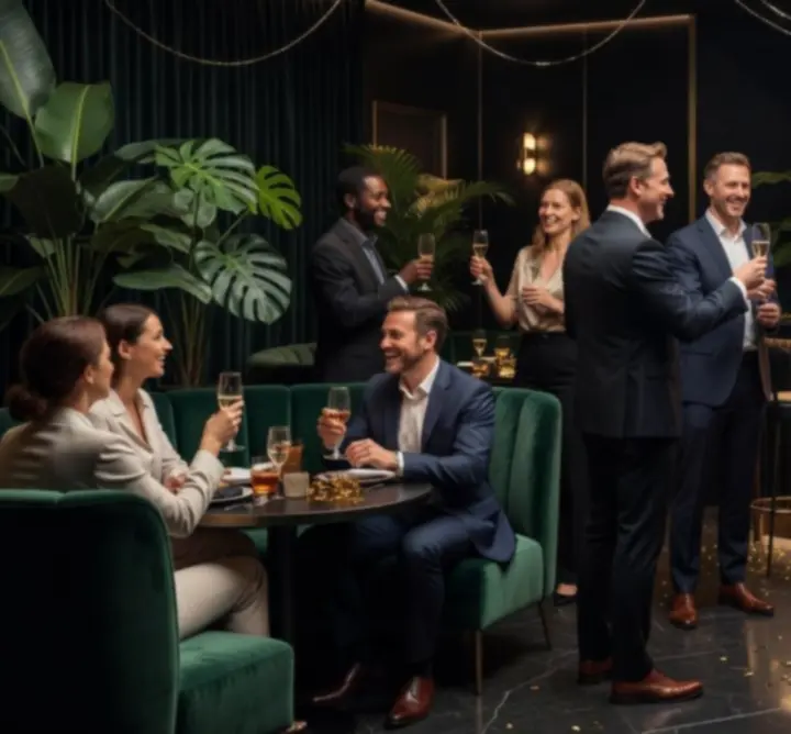 Stijlvol ingericht privéhoekje van Office Tidy NL tijdens een evenement.